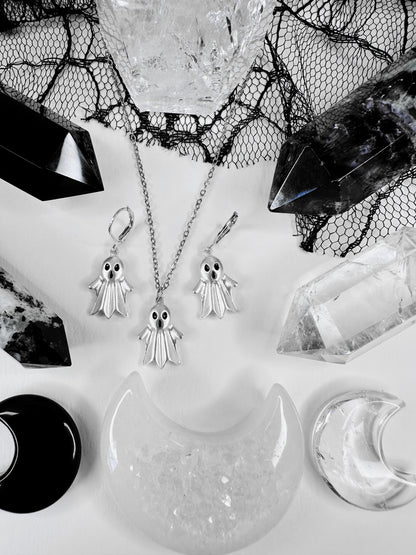 Ghost Family Necklace & Hoop Earrings