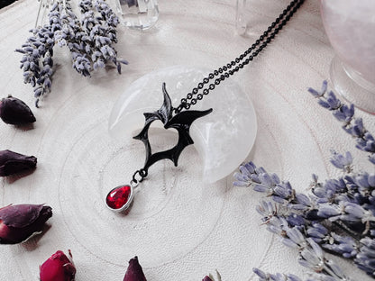 Vampire Heart Bat Wing Necklace