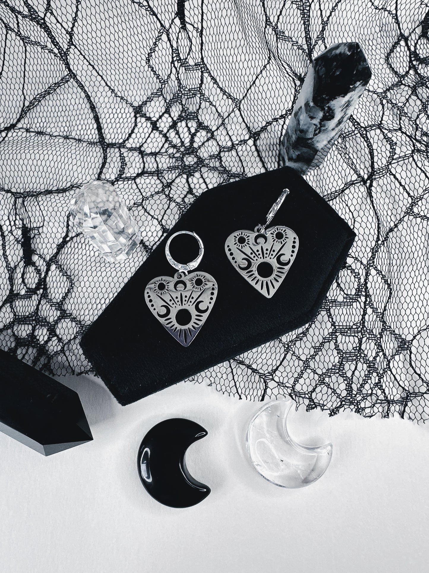 Stainless Steel Planchette Hoop Earrings