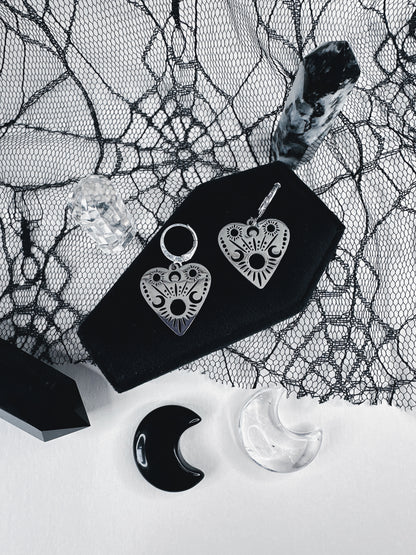 Stainless Steel Planchette Hoop Earrings