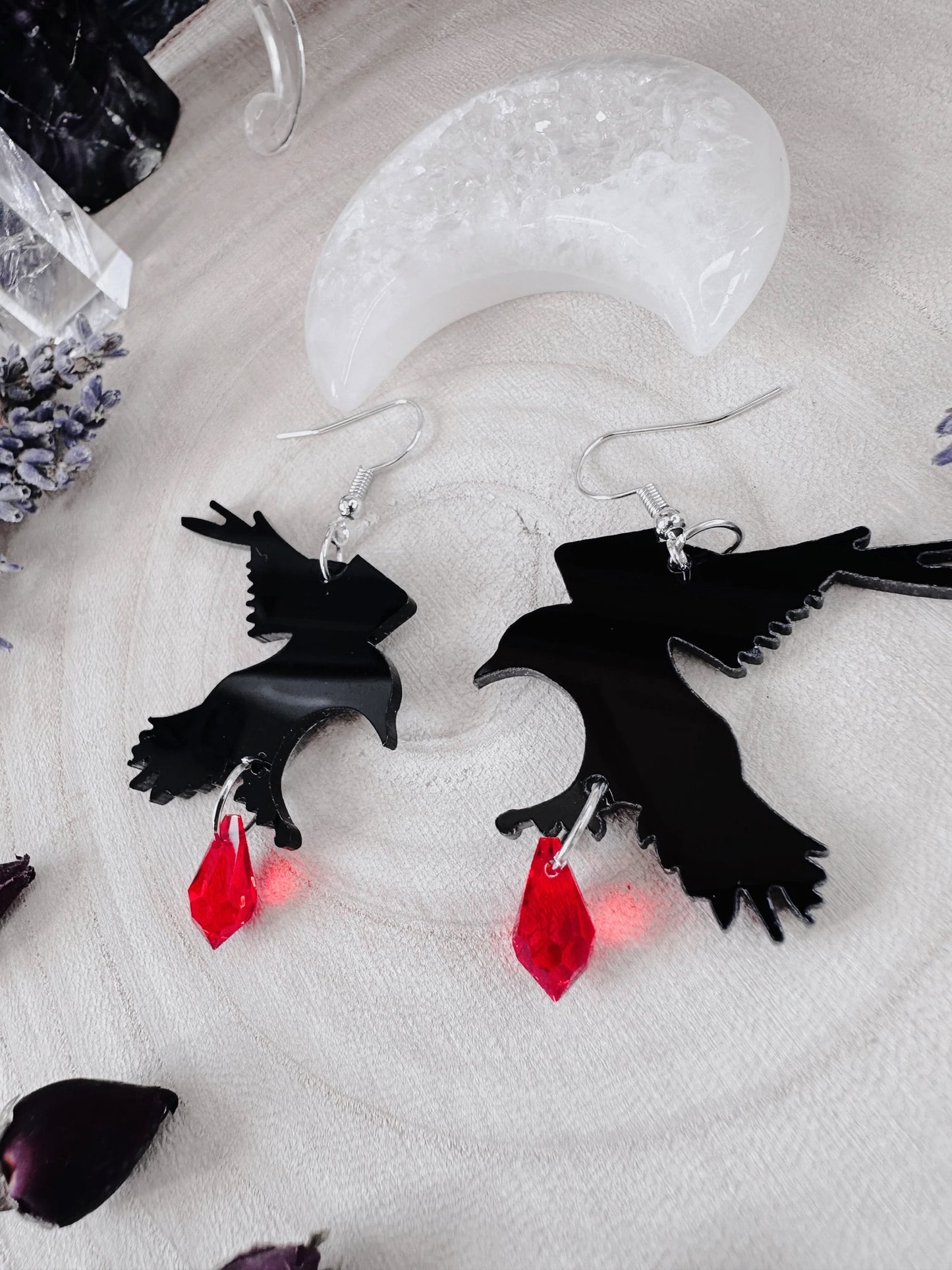Raven's Blood Droplet Earrings