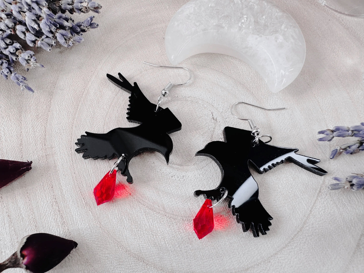 Raven's Blood Droplet Earrings