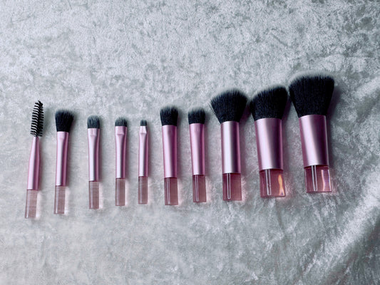 10 Piece Pink Mini Travel Makeup Brushes