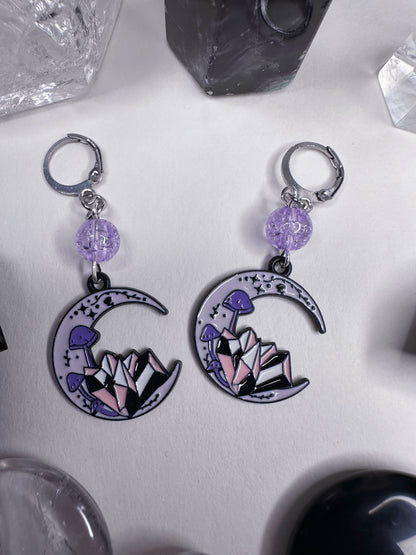 Crystal Moon Hoop Earrings