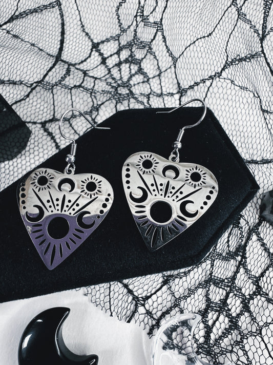 Stainless Steel Ouija Planchette Earrings