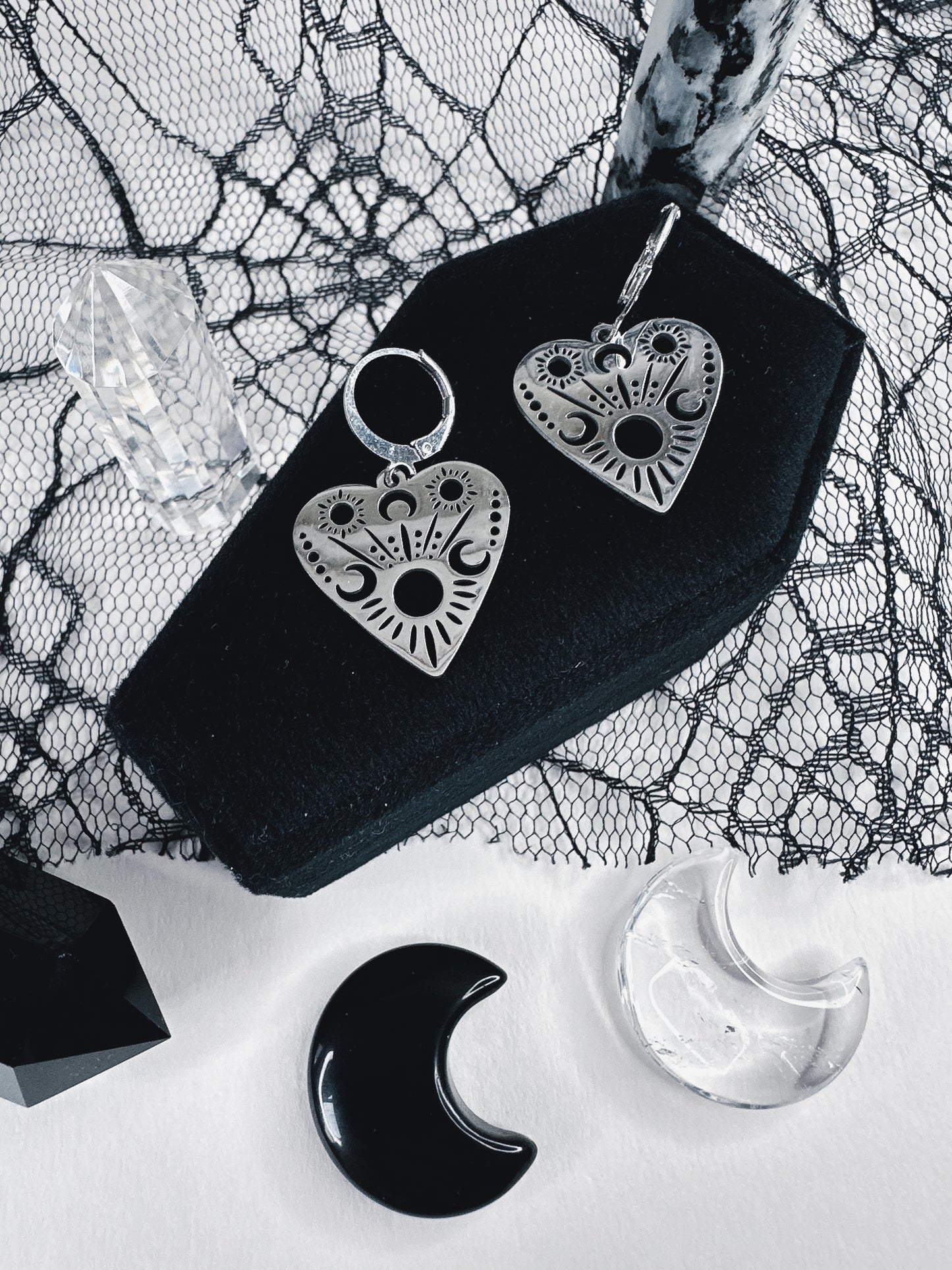 Stainless Steel Planchette Hoop Earrings