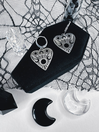 Stainless Steel Planchette Hoop Earrings