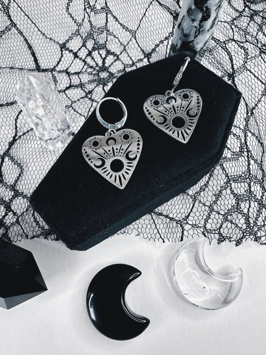 Stainless Steel Planchette Hoop Earrings