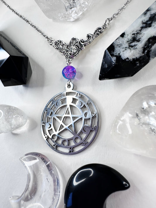 Pentagram Zodiac Wheel Necklace