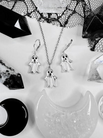 Ghost Family Necklace & Hoop Earrings