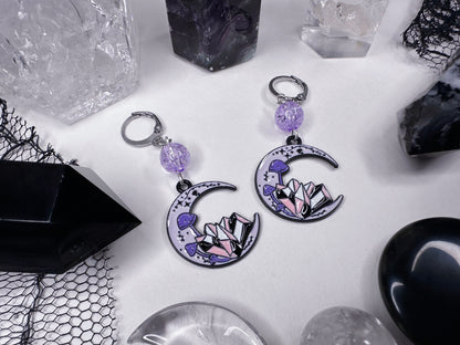 Crystal Moon Hoop Earrings