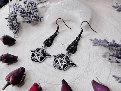 Protected By Bats Pentagram Earrings