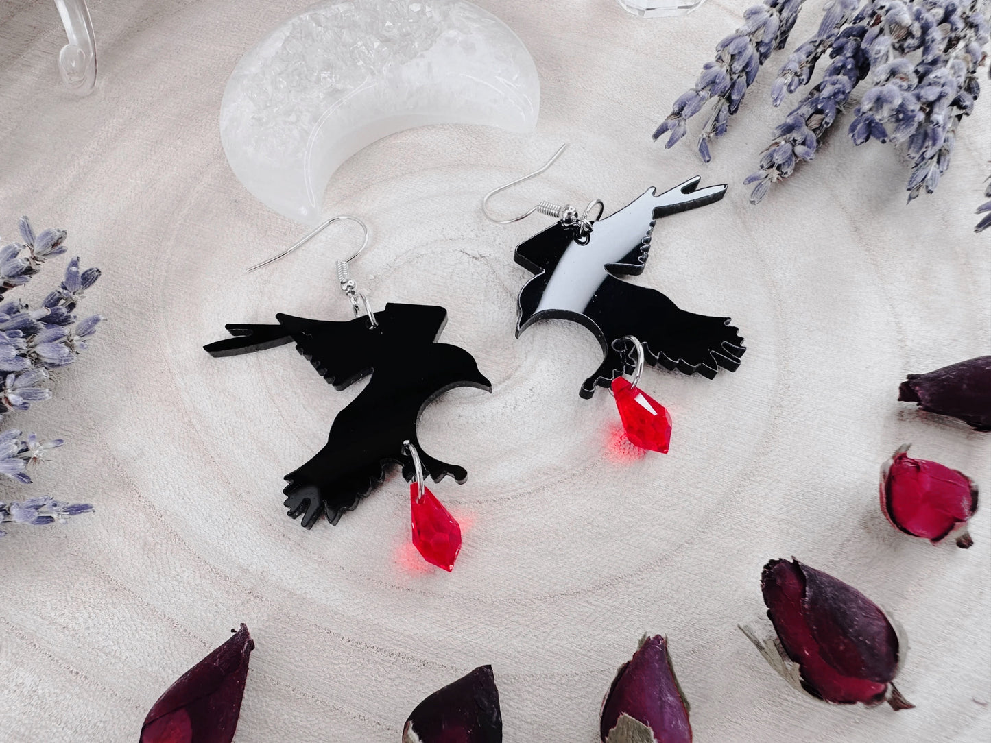 Raven's Blood Droplet Earrings