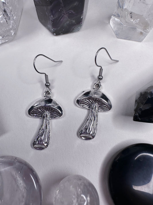 Silver Mushroom Earrings