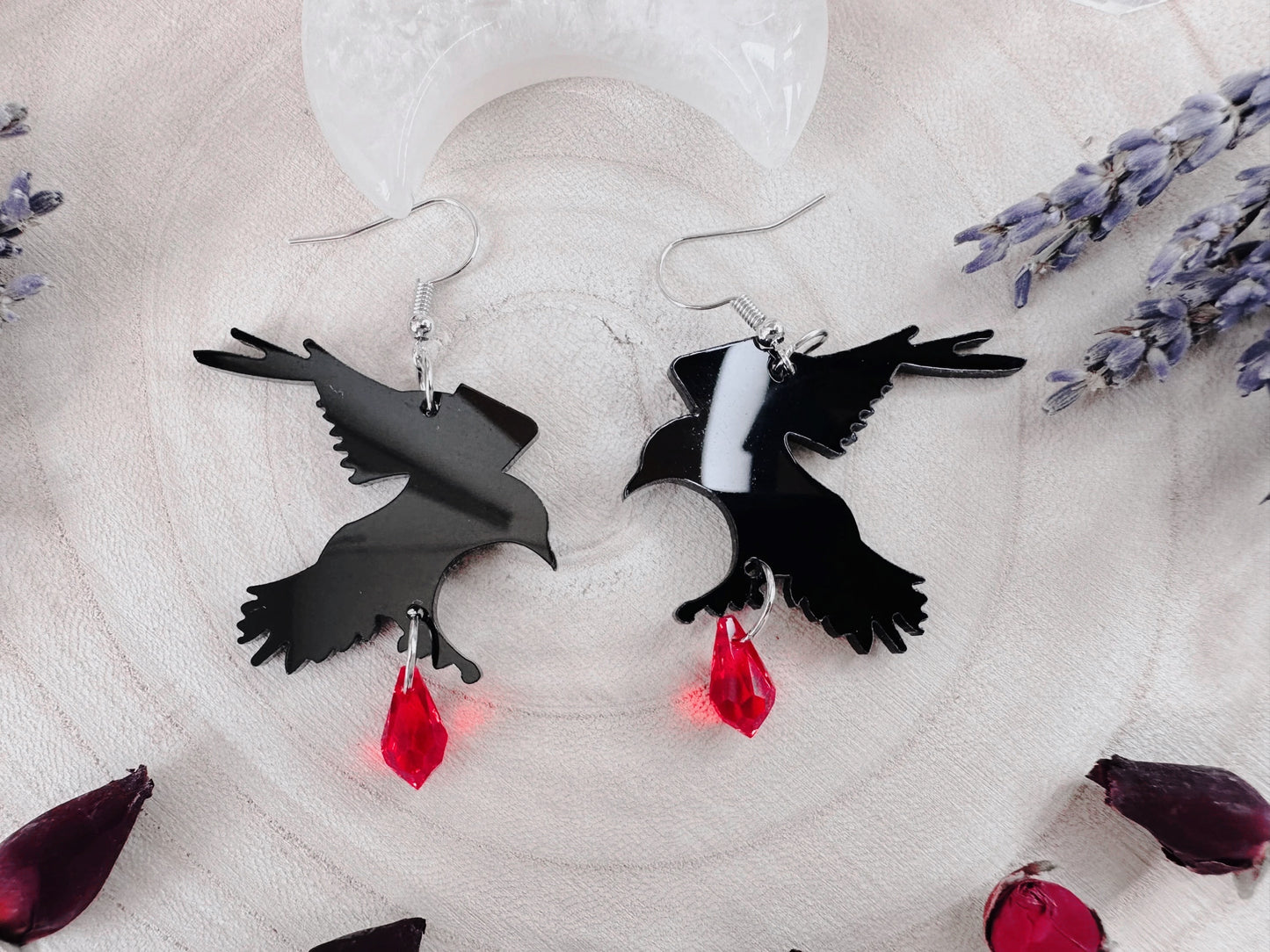 Raven's Blood Droplet Earrings