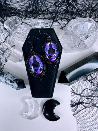 Purple Graveyard Cameo Earrings