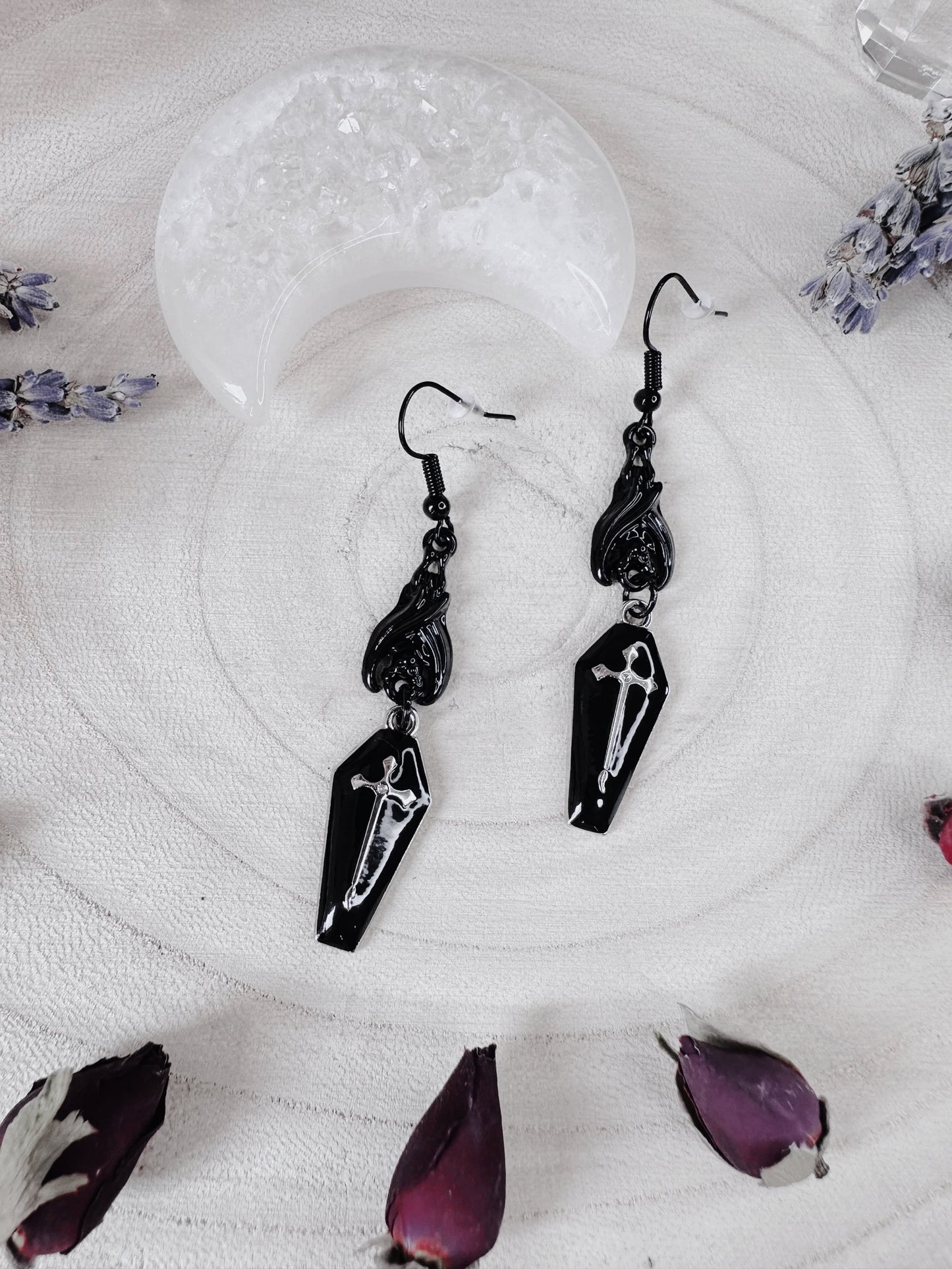 Black Bat & Coffin Earrings