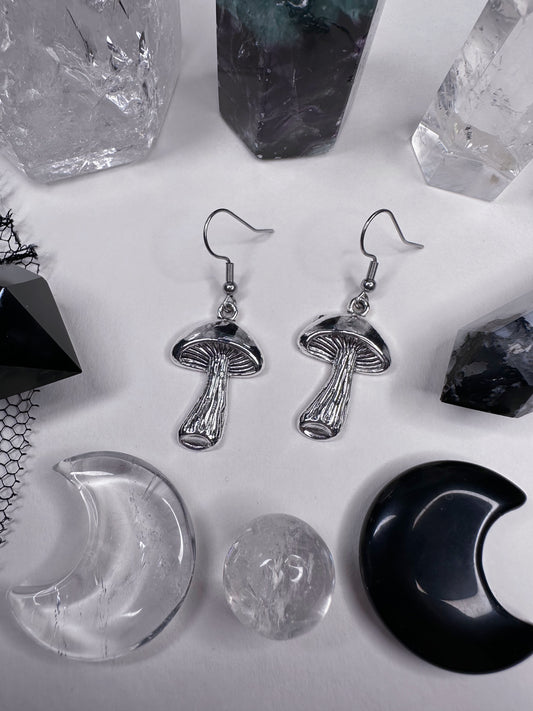 Silver Mushroom Earrings