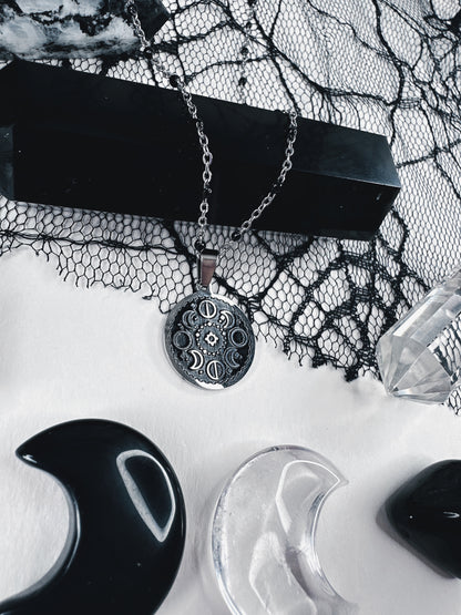 Stainless Steel Moon Phase Necklace