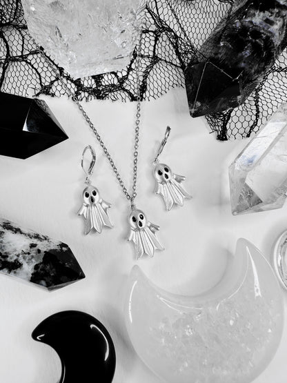 Ghost Family Necklace & Hoop Earrings