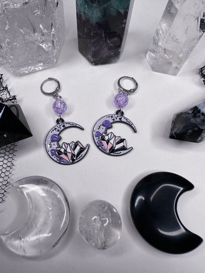 Crystal Moon Hoop Earrings