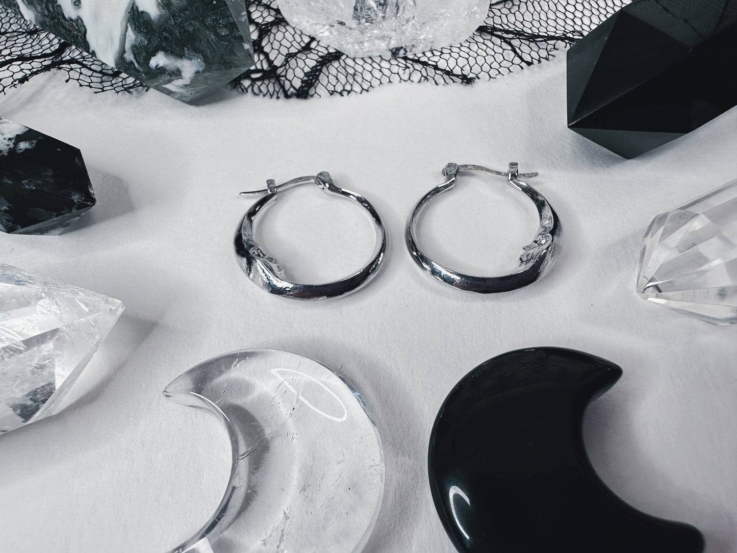 Crescent Moon Hoop Earrings
