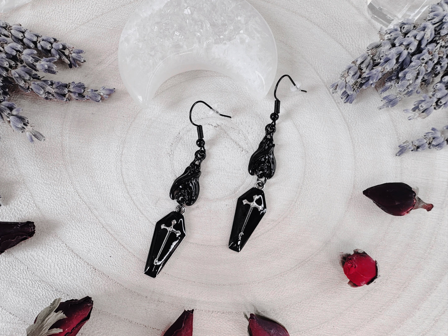 Black Bat & Coffin Earrings