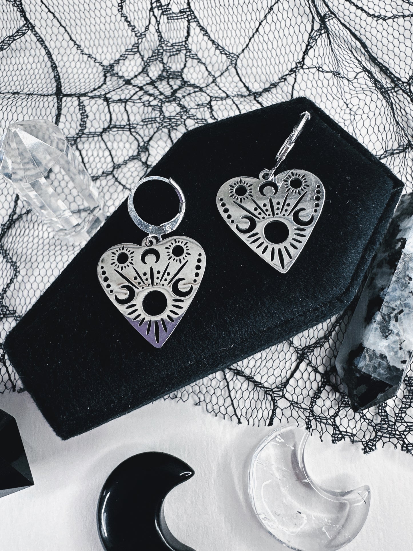 Stainless Steel Planchette Hoop Earrings