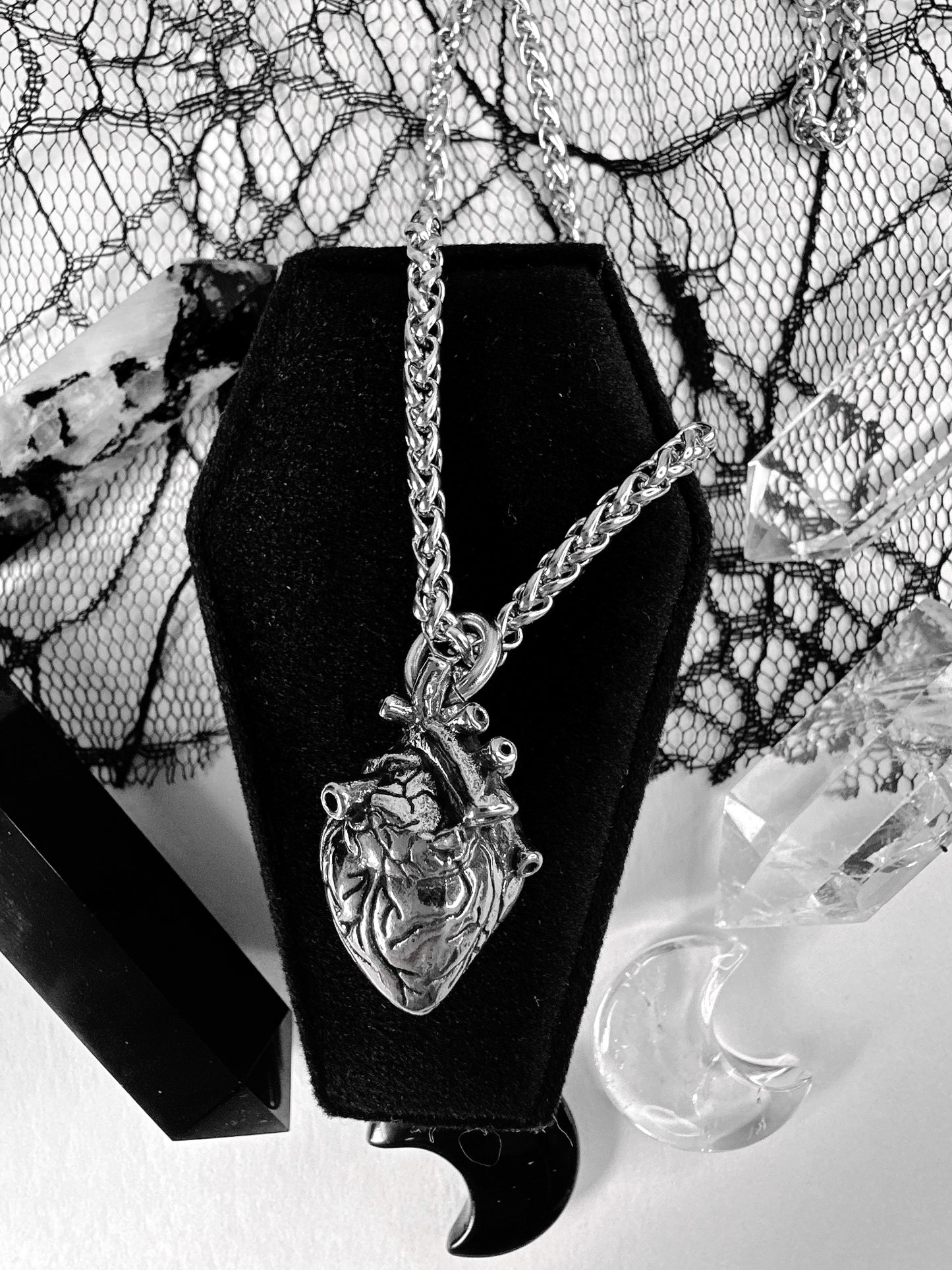 Stainless Steel Anatomical Heart Necklace