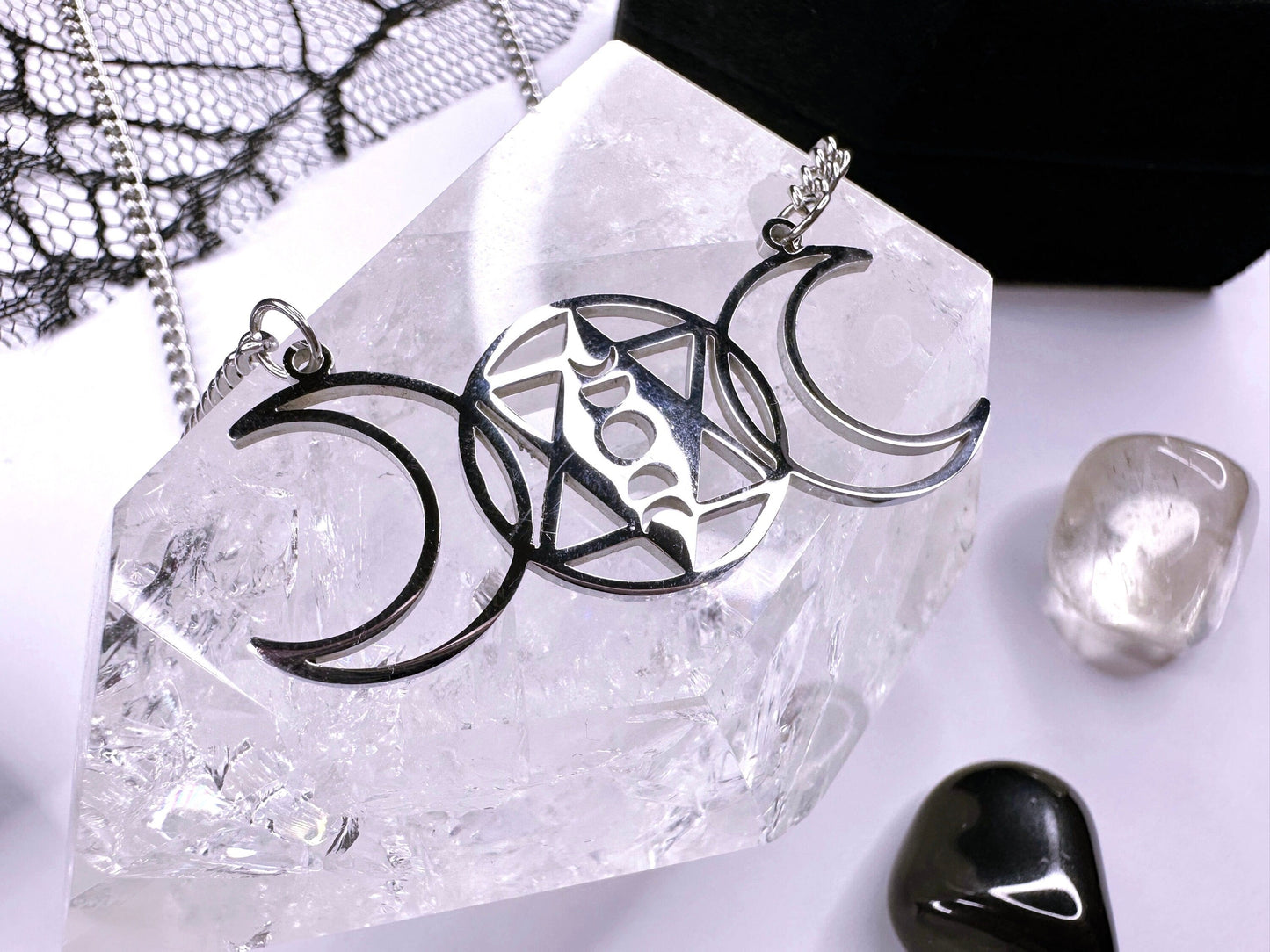 Stainless Steel Triple Moon
Necklace