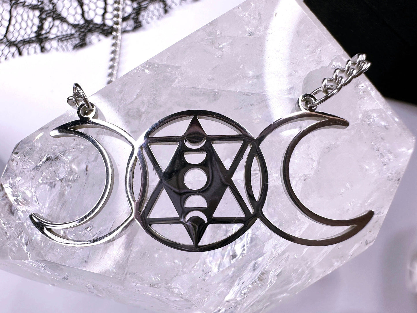 Stainless Steel Triple Moon
Necklace