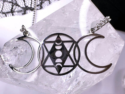 Stainless Steel Triple Moon
Necklace