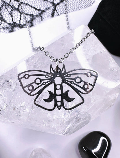 Stainless Steel Moon Moth
Necklace
