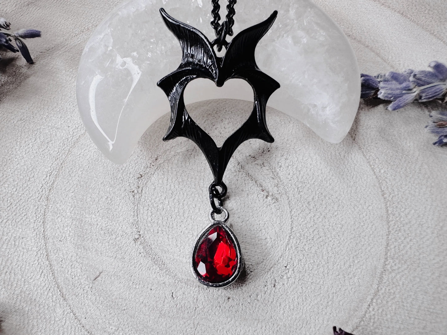 Vampire Heart Bat Wing Necklace
