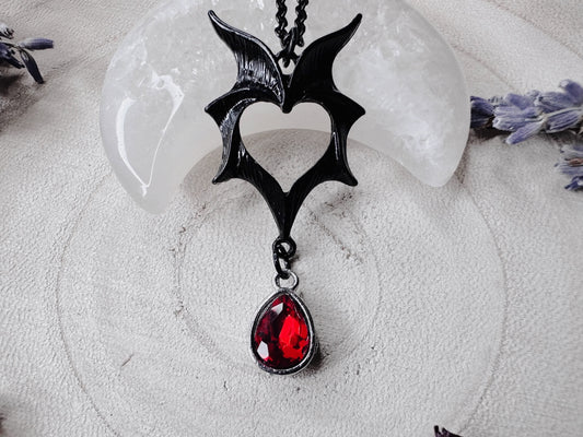 Vampire Heart Bat Wing Necklace