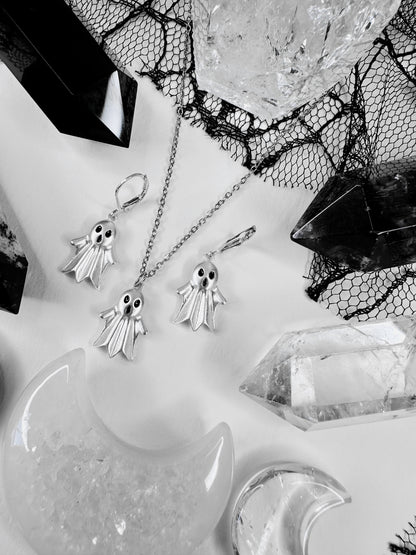 Ghost Family Necklace & Hoop Earrings