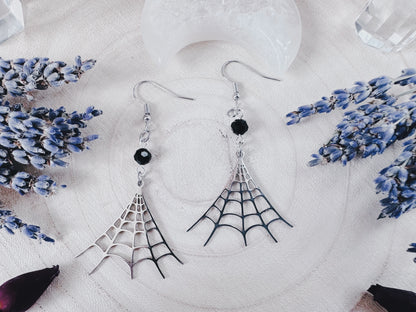 Stainless Steel Spiderweb Earrings