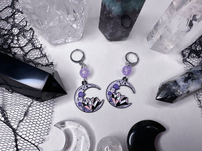 Crystal Moon Hoop Earrings