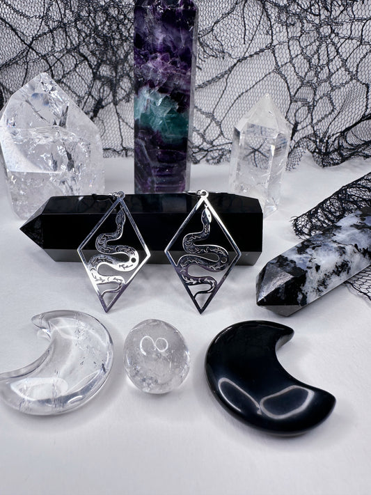 Stainless Steel Diamond Snake Earrings