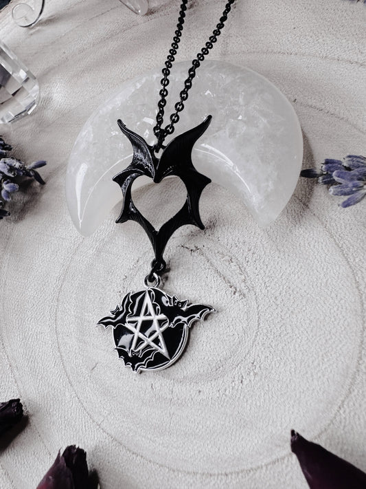 Protected By Bats Pentagram Necklace