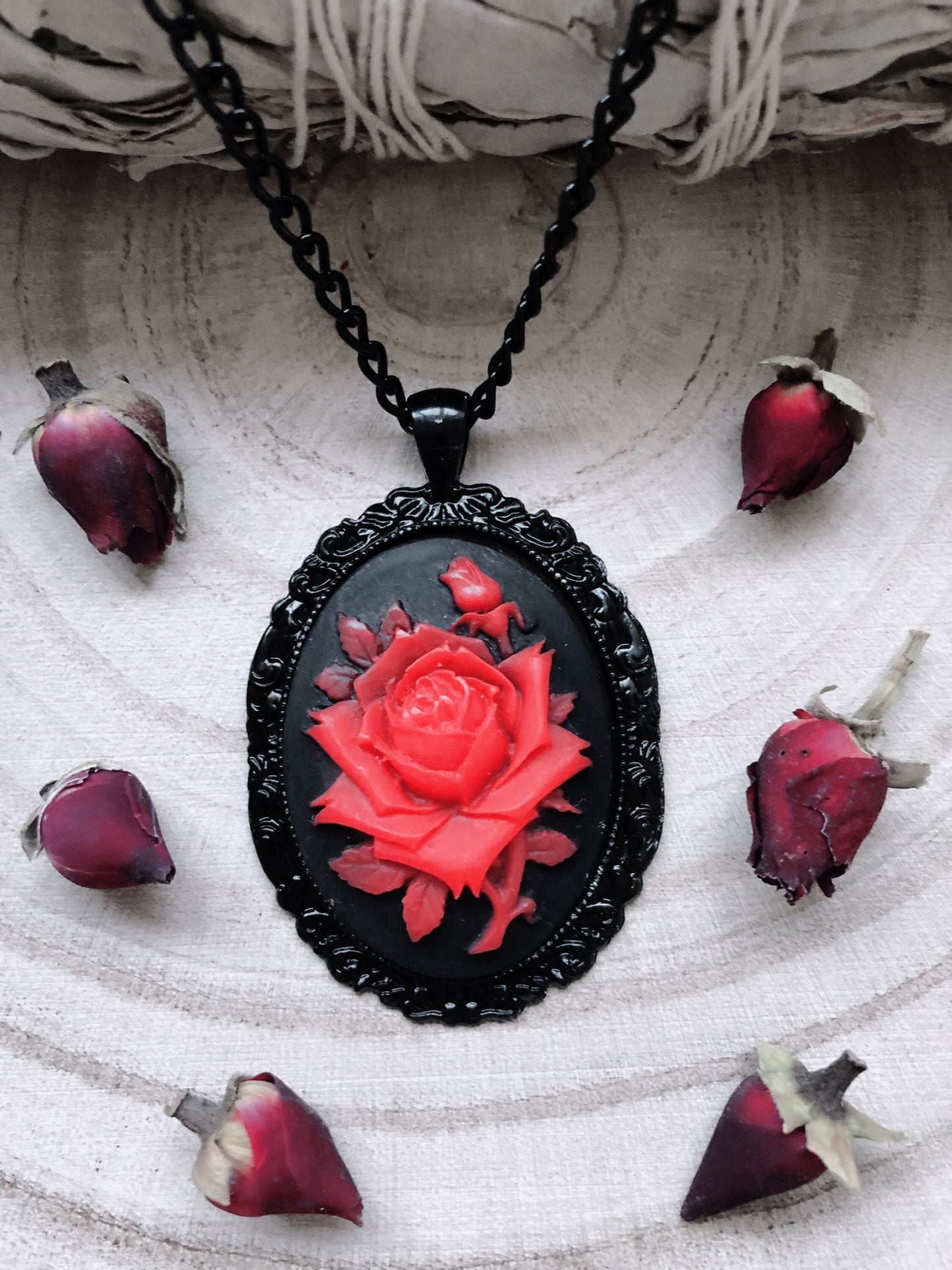 Painting The Roses Red Cameo Necklace