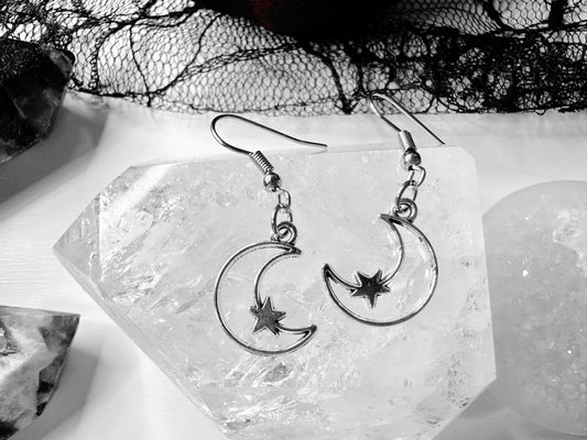 Crescent Moon & Star Earrings
