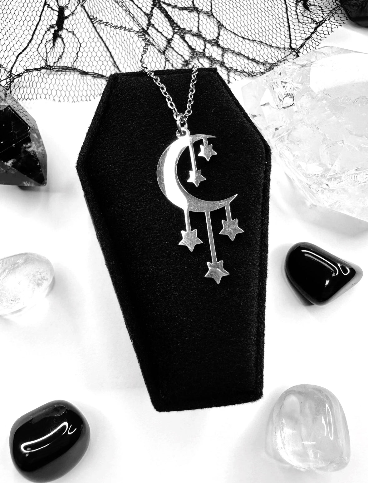Stainless Steel Starlit Moon
Necklace