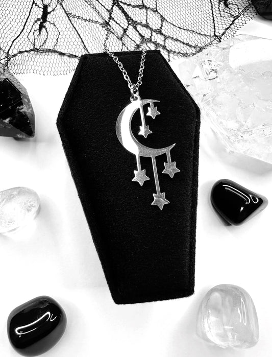 Stainless Steel Starlit Moon
Necklace