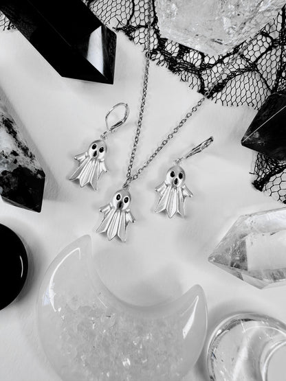 Ghost Family Necklace & Hoop Earrings