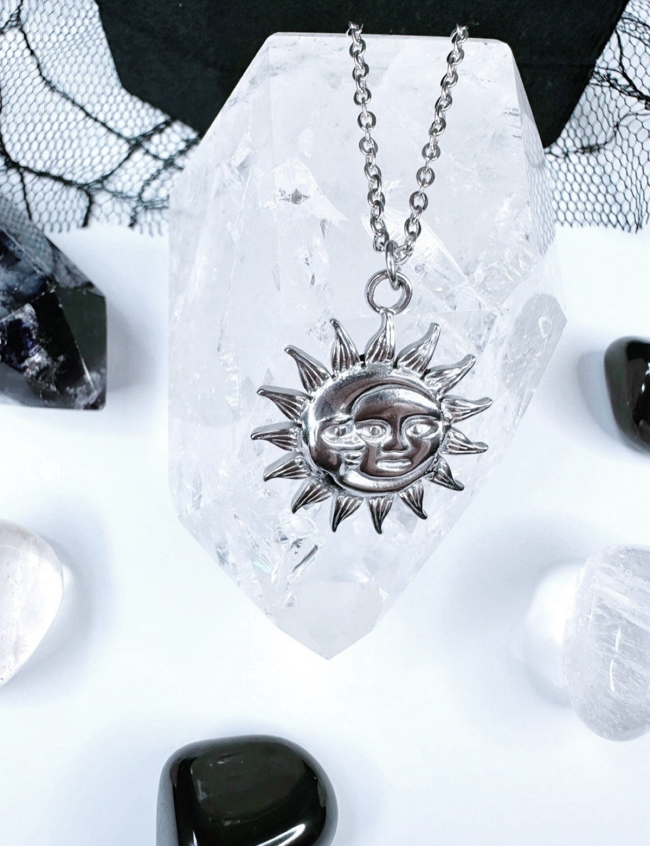 Stainless Steel Sun & Moon Necklace