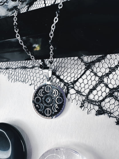 Stainless Steel Moon Phase Necklace