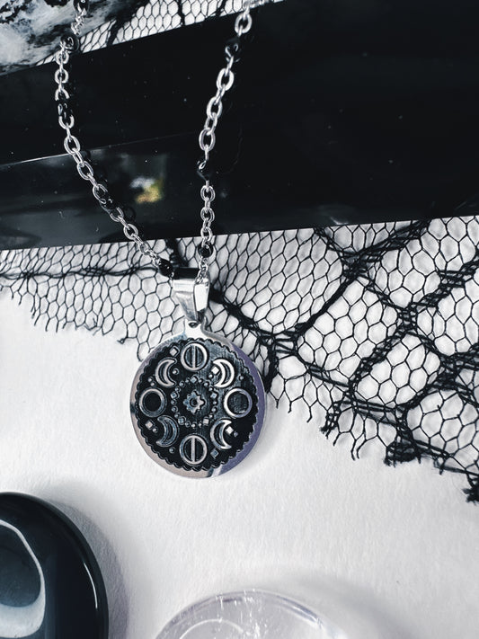 Stainless Steel Moon Phase Necklace