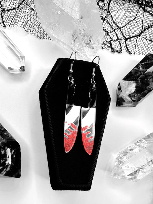 Bloody Knife Horror Earrings
