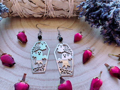 Stainless Steel Haunt Me Coffin Earrings